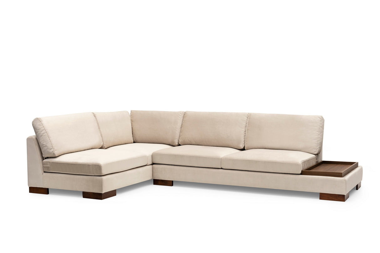 Canapé d'angle gauche Tulip Beige - Avec pouf