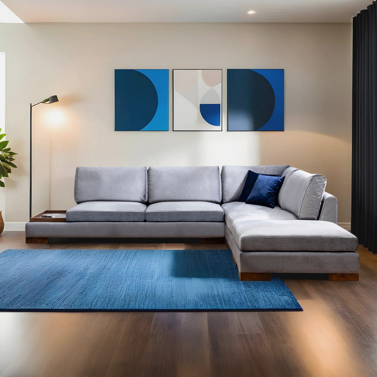 Hoekbank Rechts Tulip Donker Grijs - Met Hocker