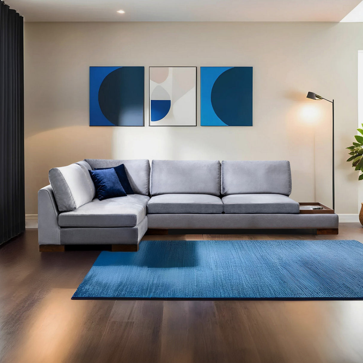 Canapé d'angle gauche Tulip gris foncé