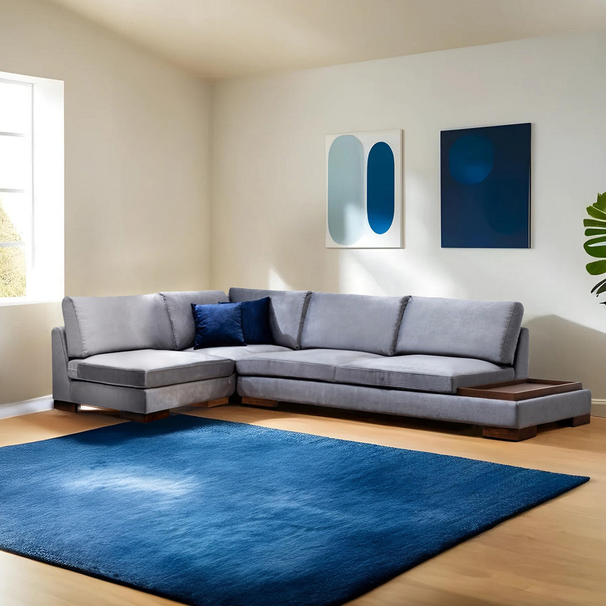 Canapé d'angle gauche Tulip gris foncé