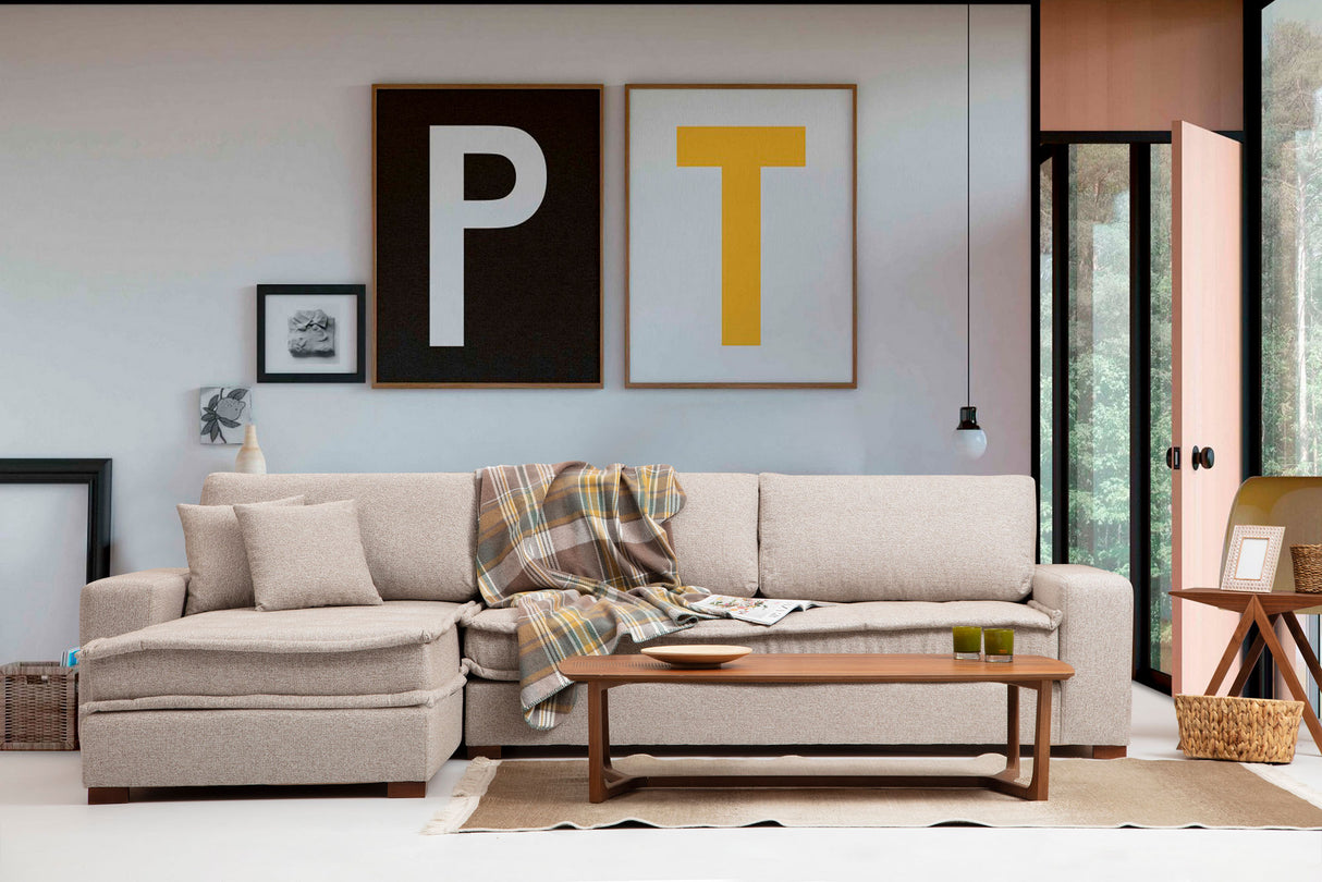 Canapé d'angle Lena sable beige gauche