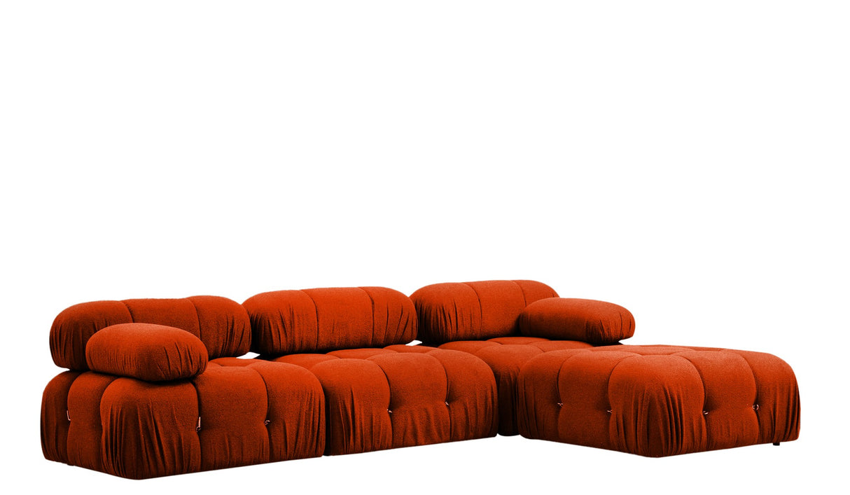 Modulaire XXL hoekbank Bubble met hocker - oranje rood