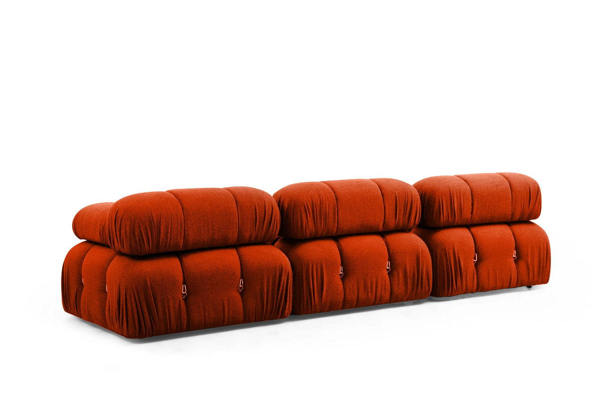 Canapé d'angle modulaire XXL Bubble avec pouf - orange rouge