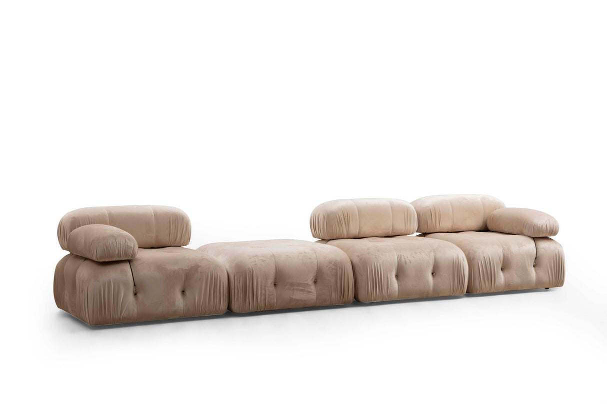 Modulaire XXL hoekbank Bubble met hocker - velvet beige