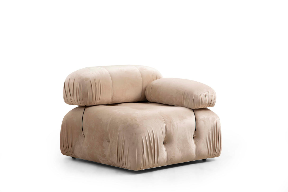 Modulaire XXL hoekbank Bubble met hocker - velvet beige
