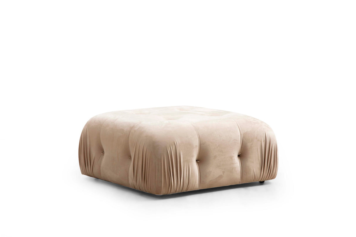 Modulaire XXL hoekbank Bubble met hocker - velvet beige