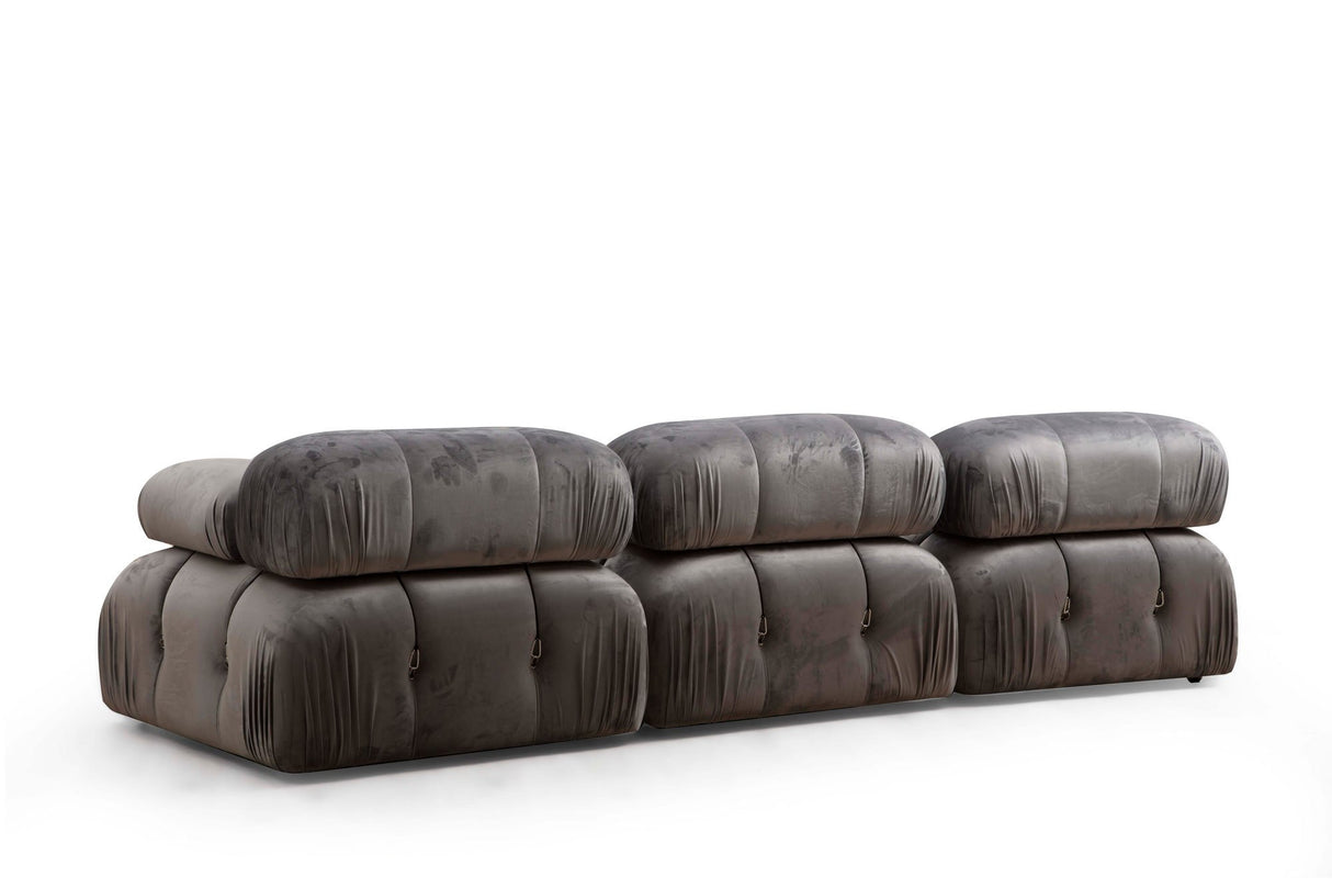 Canapé d'angle modulaire XXL Bubble avec pouf - velours gris