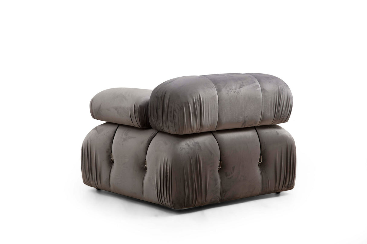Canapé d'angle modulaire XXL Bubble avec pouf - velours gris