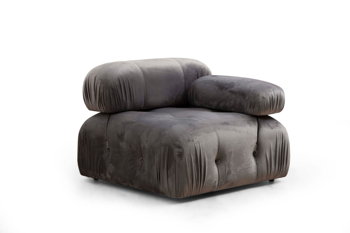 Canapé d'angle modulaire XXL Bubble avec pouf - velours gris