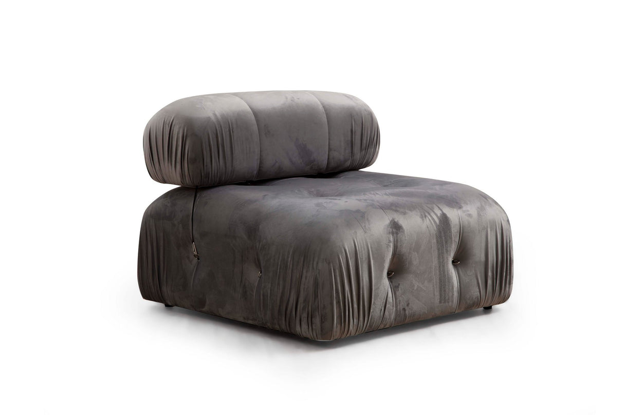 Canapé d'angle modulaire XXL Bubble avec pouf - velours gris