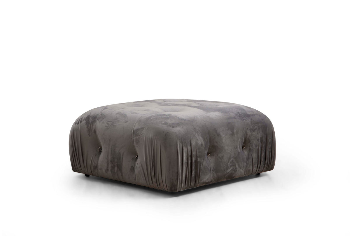 Canapé d'angle modulaire XXL Bubble avec pouf - velours gris