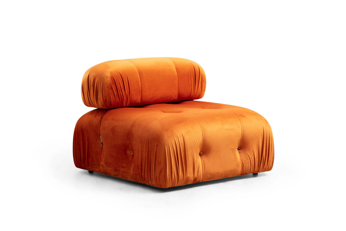 Canapé d'angle modulaire XXL Bubble avec pouf - velours orange