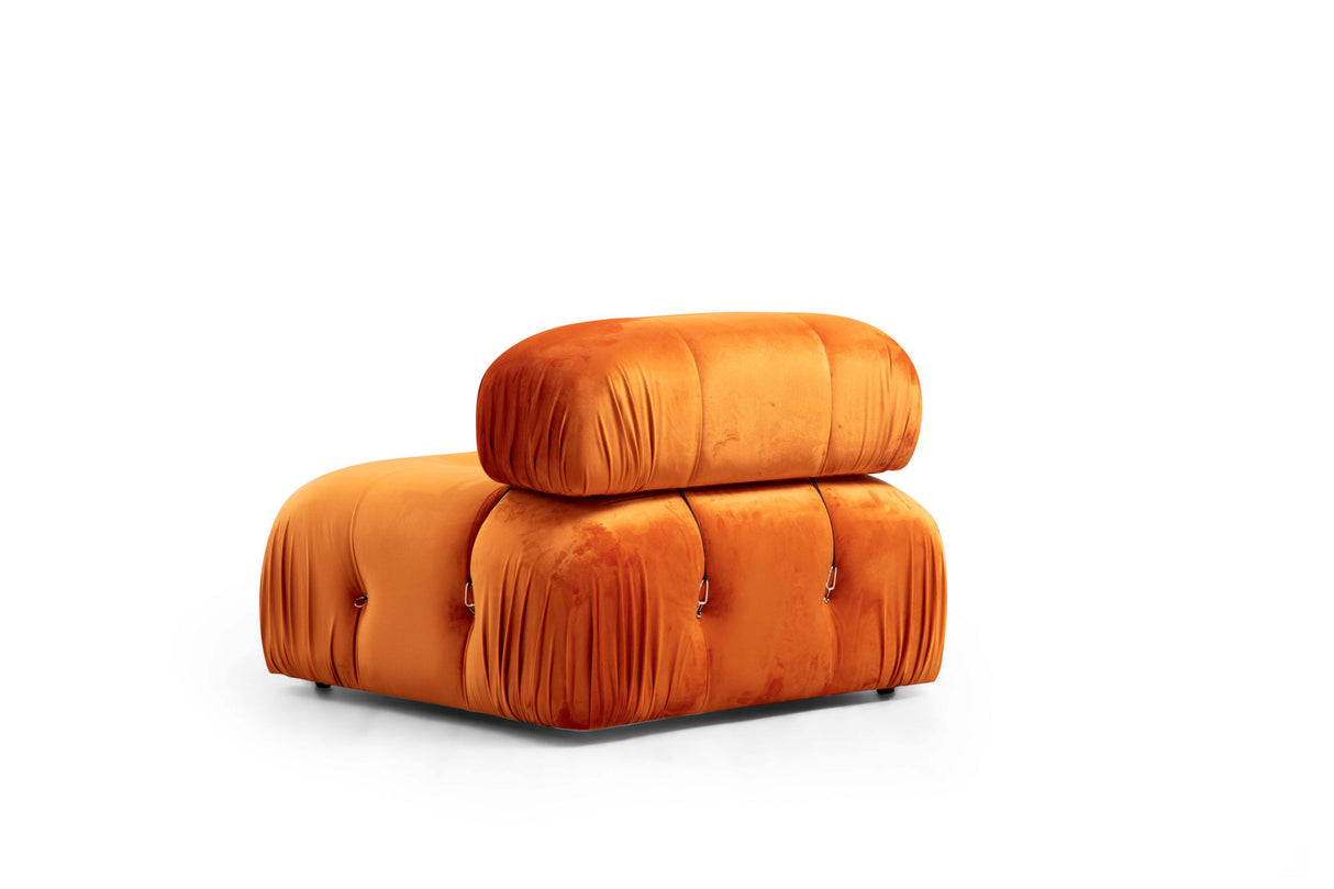 Canapé d'angle modulaire XXL Bubble avec pouf - velours orange