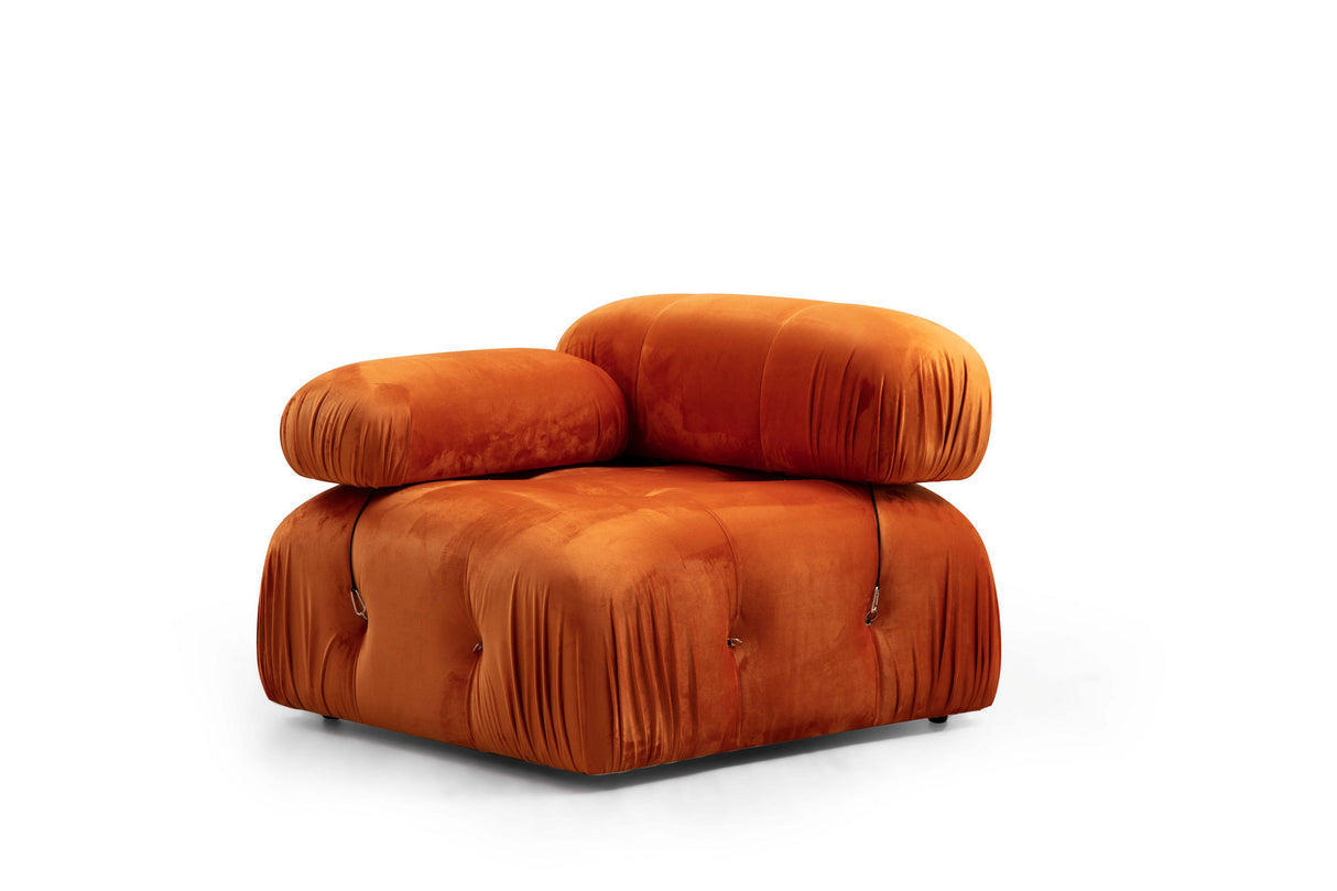 Canapé d'angle modulaire XXL Bubble avec pouf - velours orange