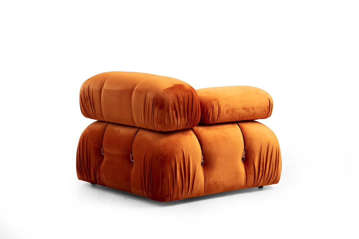 Canapé d'angle modulaire XXL Bubble avec pouf - velours orange