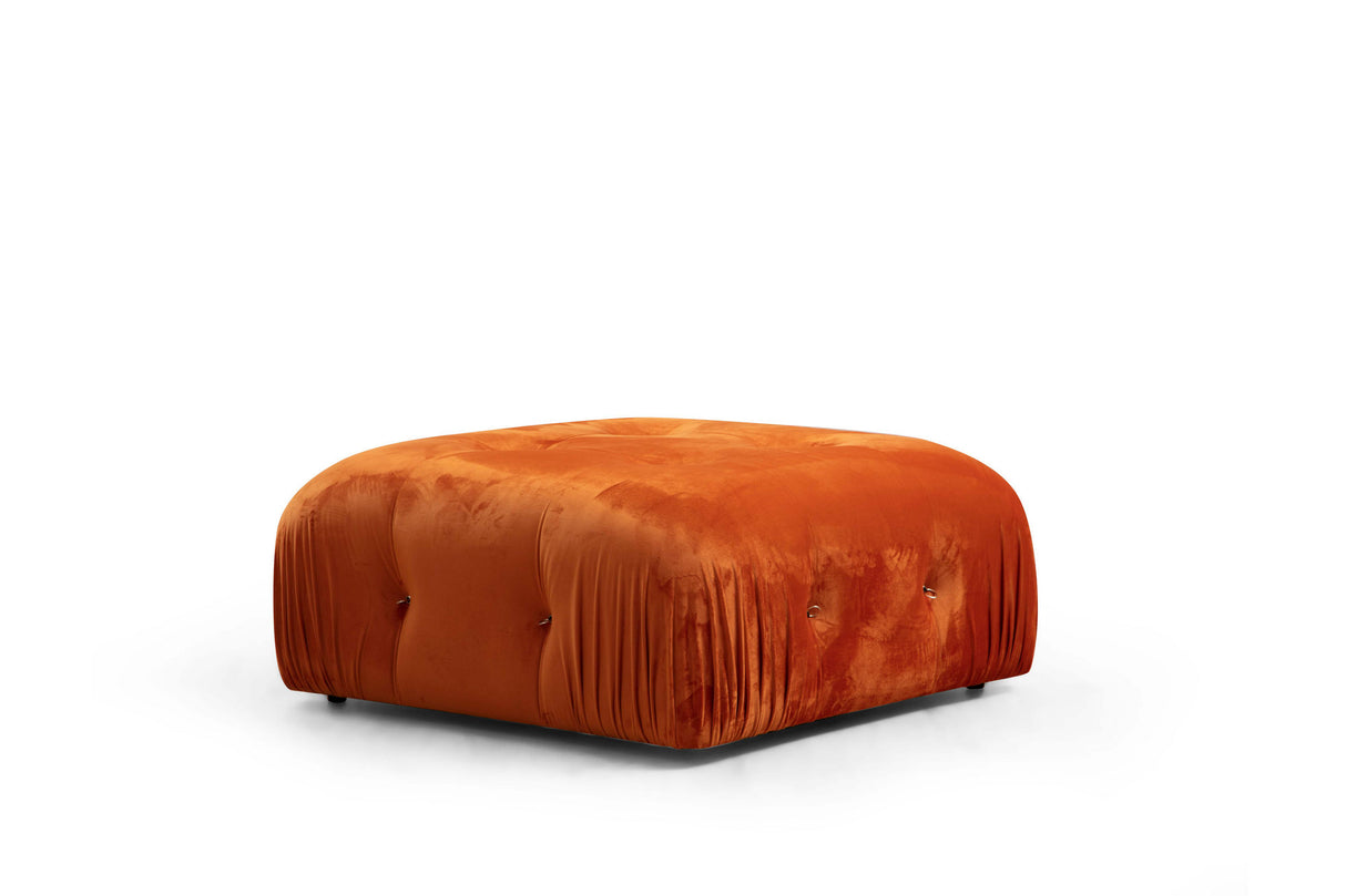 Canapé d'angle modulaire XXL Bubble avec pouf - velours orange