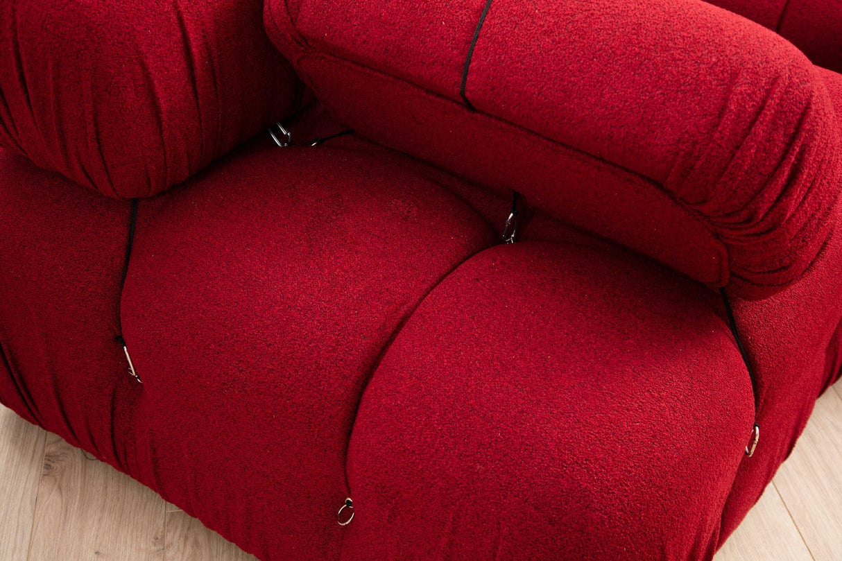 Canapé d'angle modulaire XXL Bubble avec pouf - velours rouge