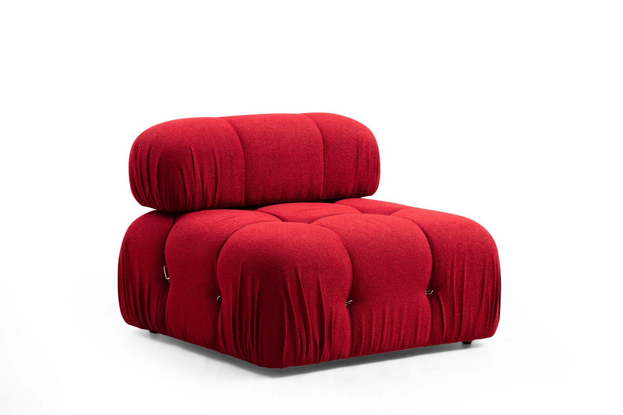 Canapé d'angle modulaire XXL Bubble avec pouf - velours rouge
