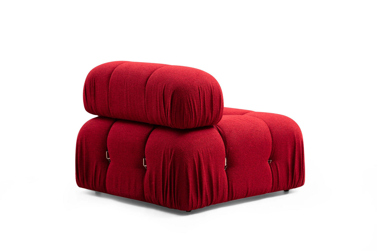Canapé d'angle modulaire XXL Bubble avec pouf - velours rouge