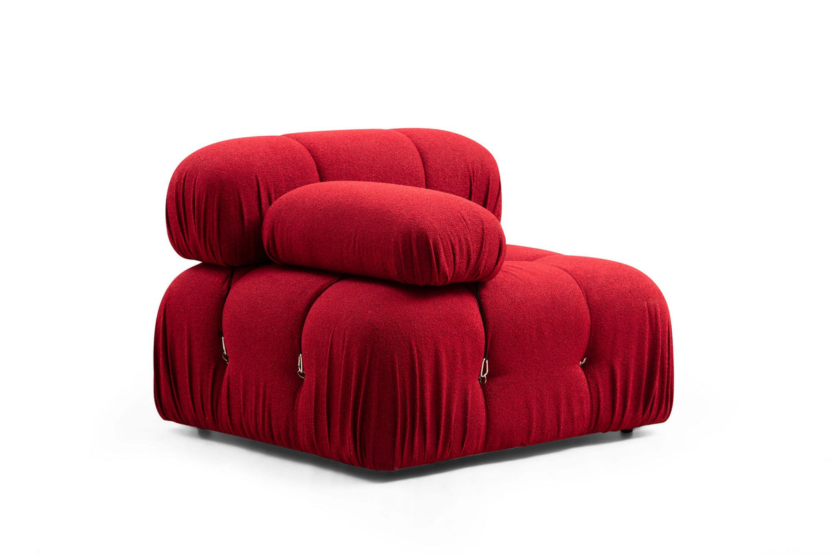Canapé d'angle modulaire XXL Bubble avec pouf - velours rouge