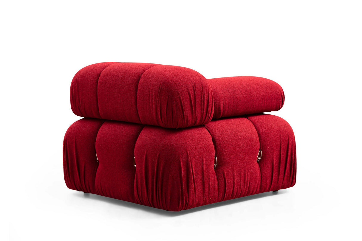 Canapé d'angle modulaire XXL Bubble avec pouf - velours rouge