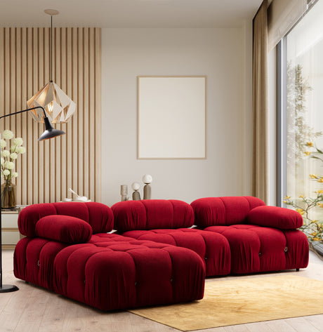 Modulaire XXL hoekbank Bubble met hocker - velvet rood
