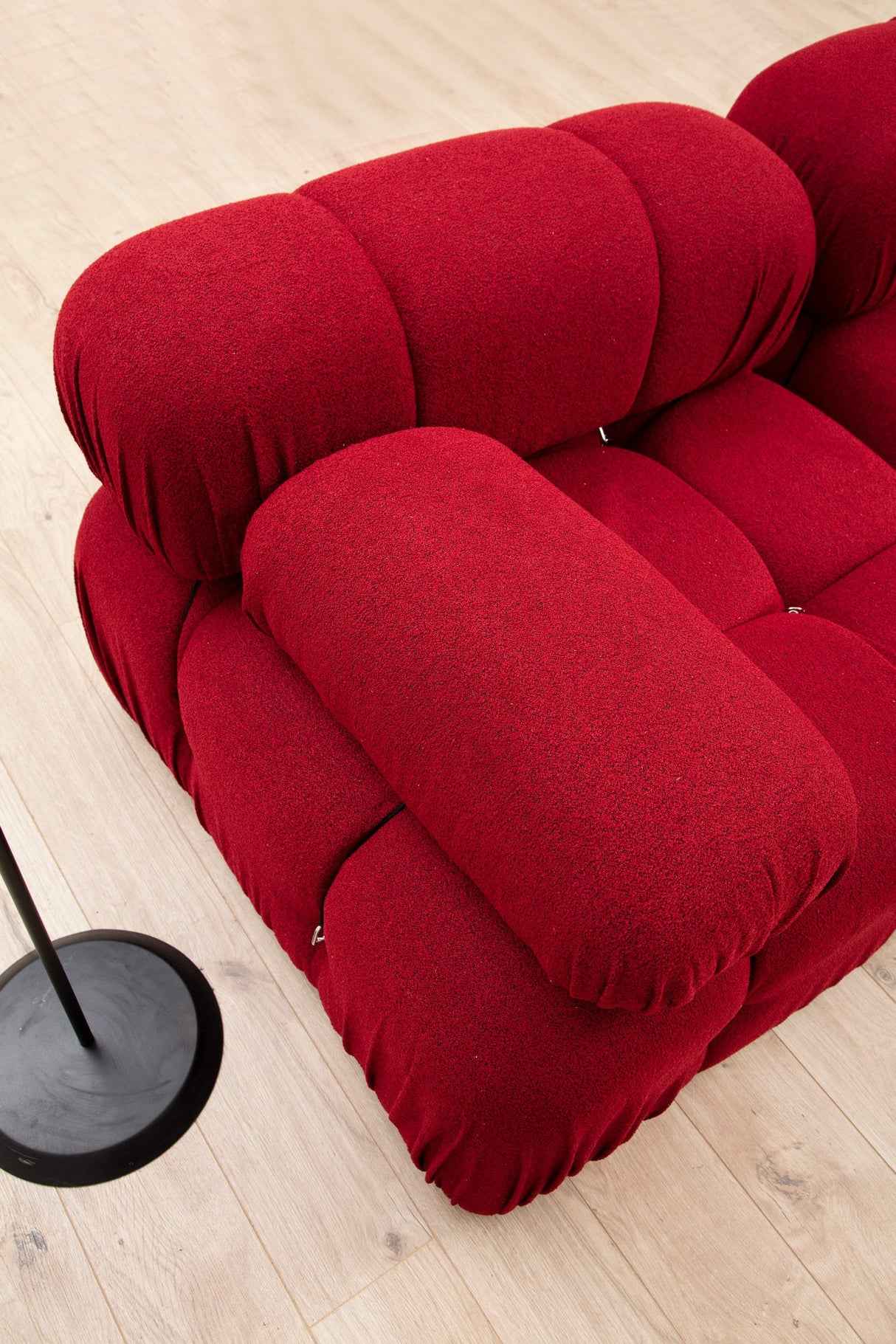 Canapé d'angle modulaire XXL Bubble avec pouf - velours rouge