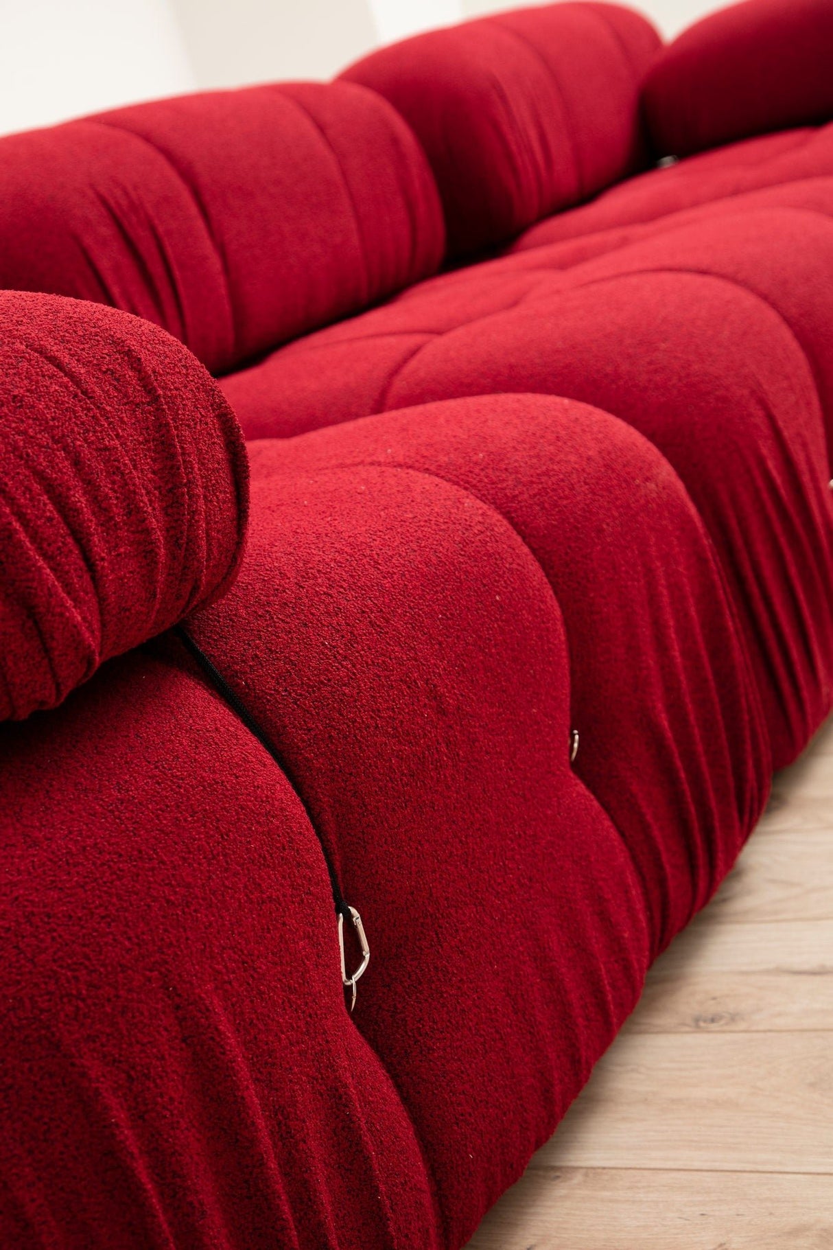 Canapé d'angle modulaire XXL Bubble avec pouf - velours rouge
