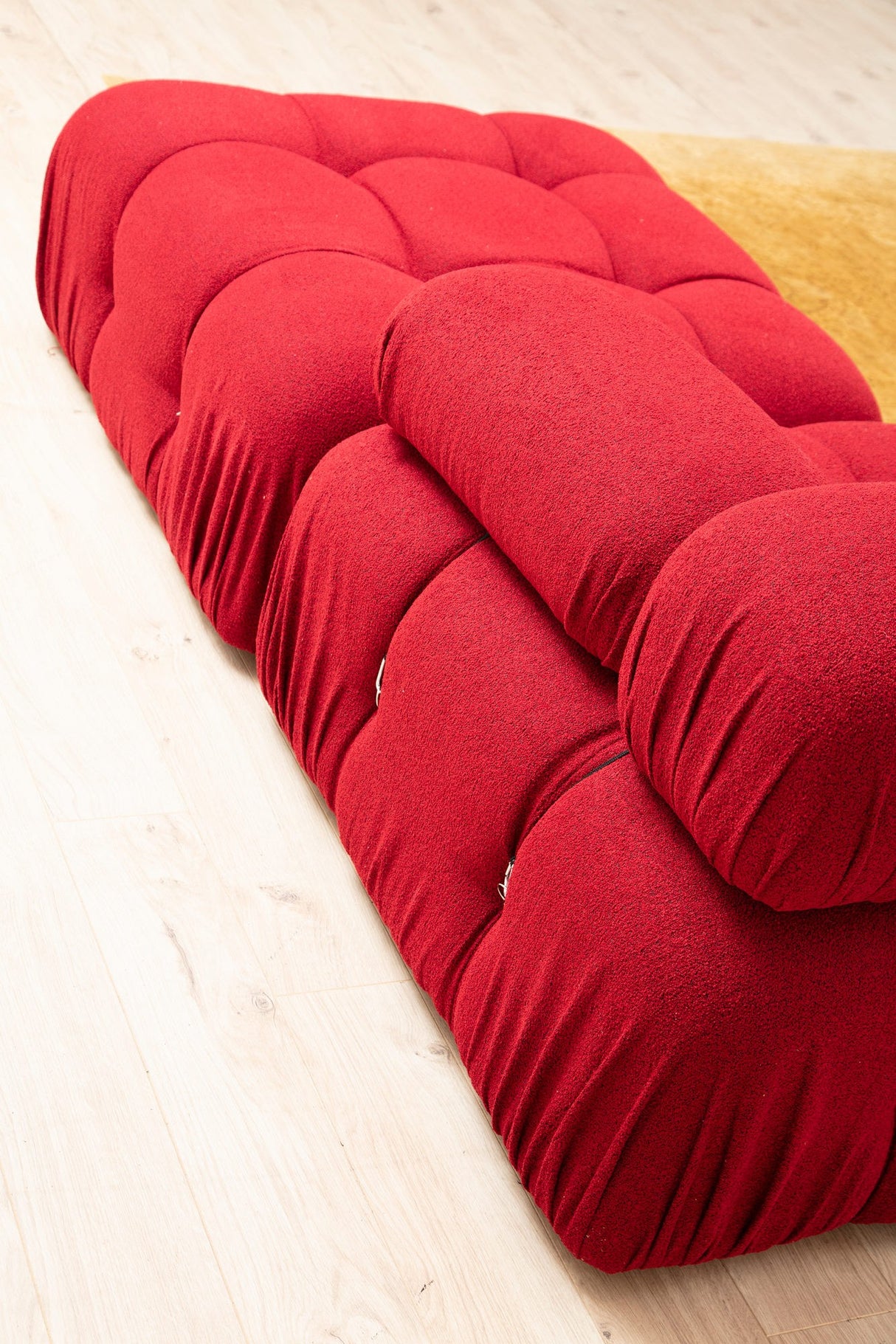 Canapé d'angle modulaire XXL Bubble avec pouf - velours rouge