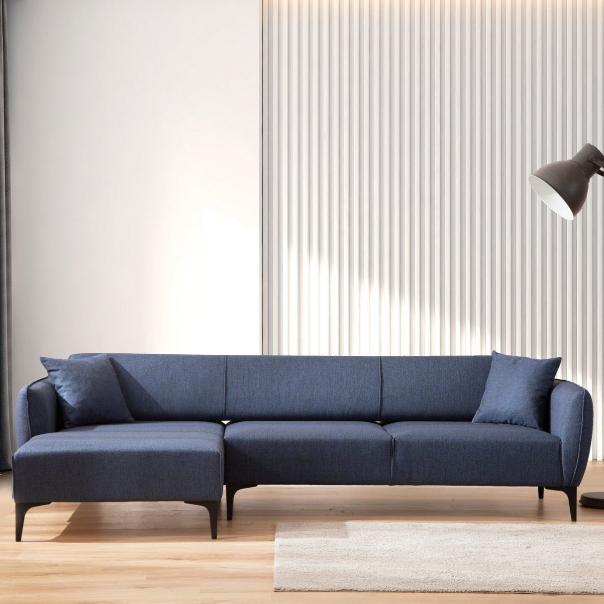 Canapé d'angle gauche Belissimo bleu