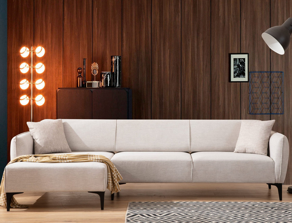 Canapé d'angle gauche Belissimo blanc cassé