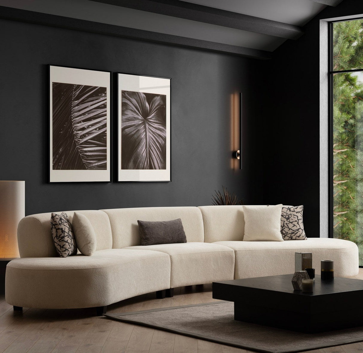 Canapé d'angle en tissu beige tacheté organique Pars - XXXL 390 cm