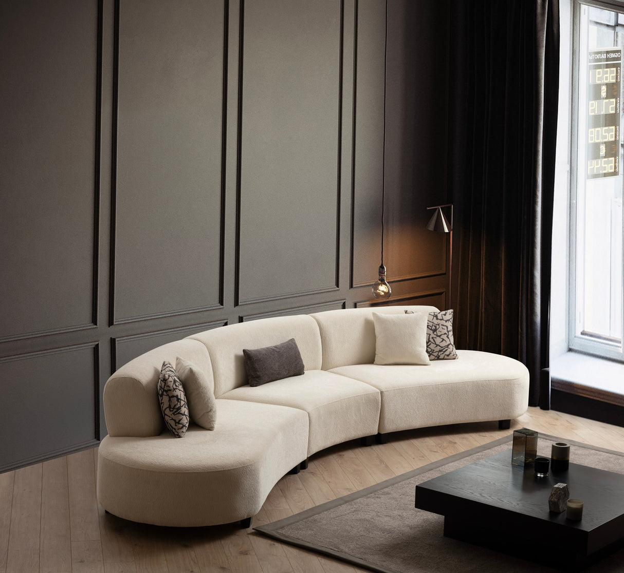 Canapé d'angle en tissu beige tacheté organique Pars - XXXL 390 cm