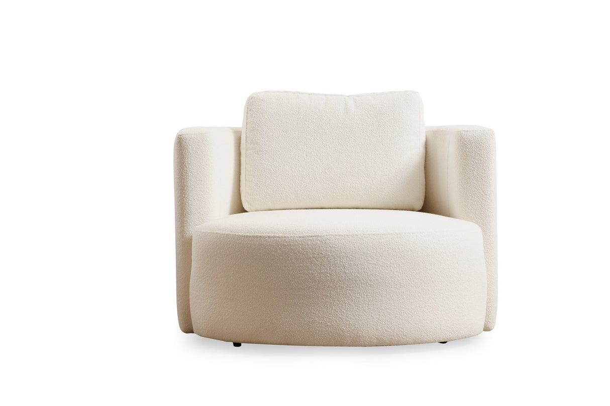 Fauteuils - Ronde fauteuil crème bouclé Fern - Dimehouse