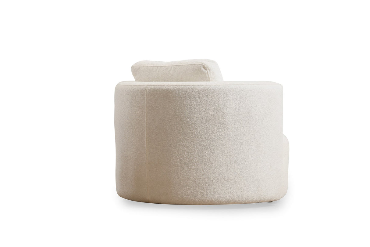Fauteuils - Ronde fauteuil crème bouclé Fern - Dimehouse