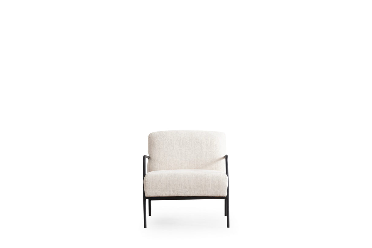 Moderne Fauteuil Eti Wit Stof - Zwart Frame