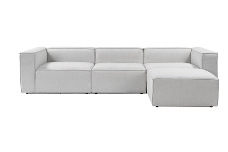 Modulaire hoekbank met losse hocker grijs linnen stof Fora