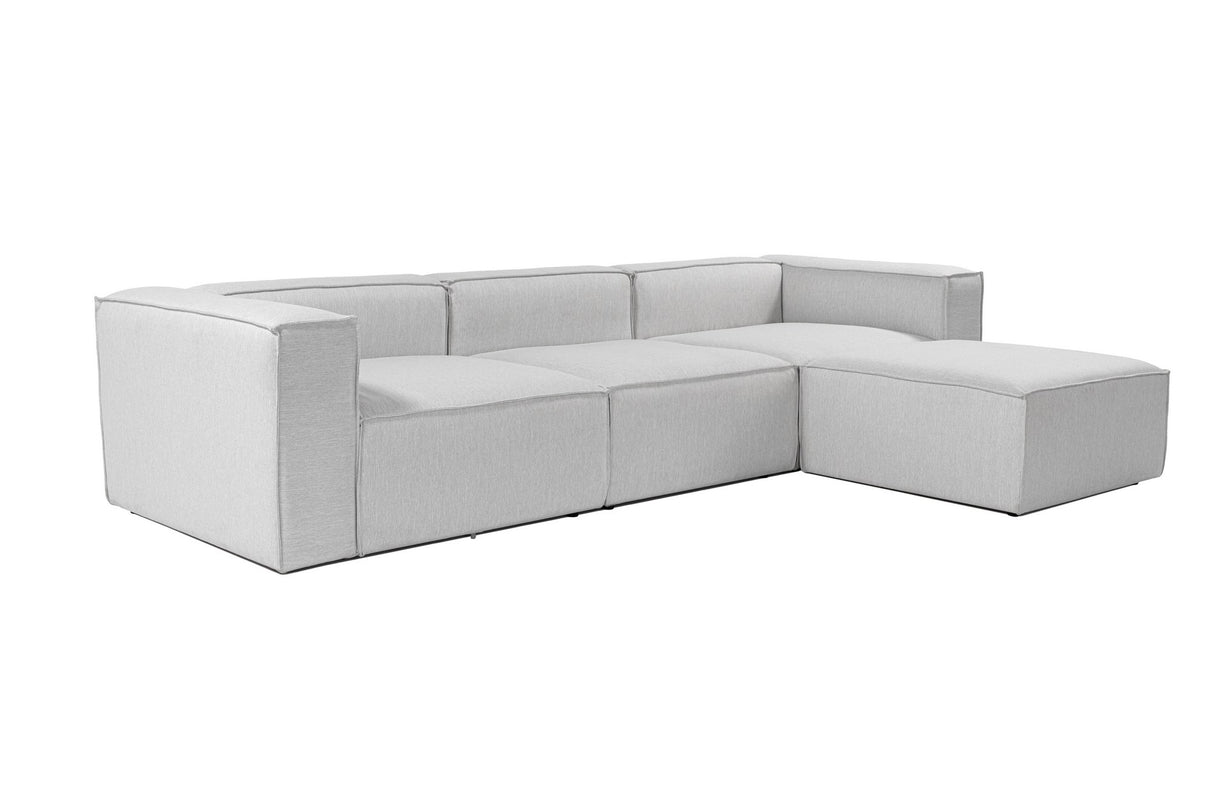 Canapé d'angle modulaire avec ottoman amovible en tissu de lin gris Fora