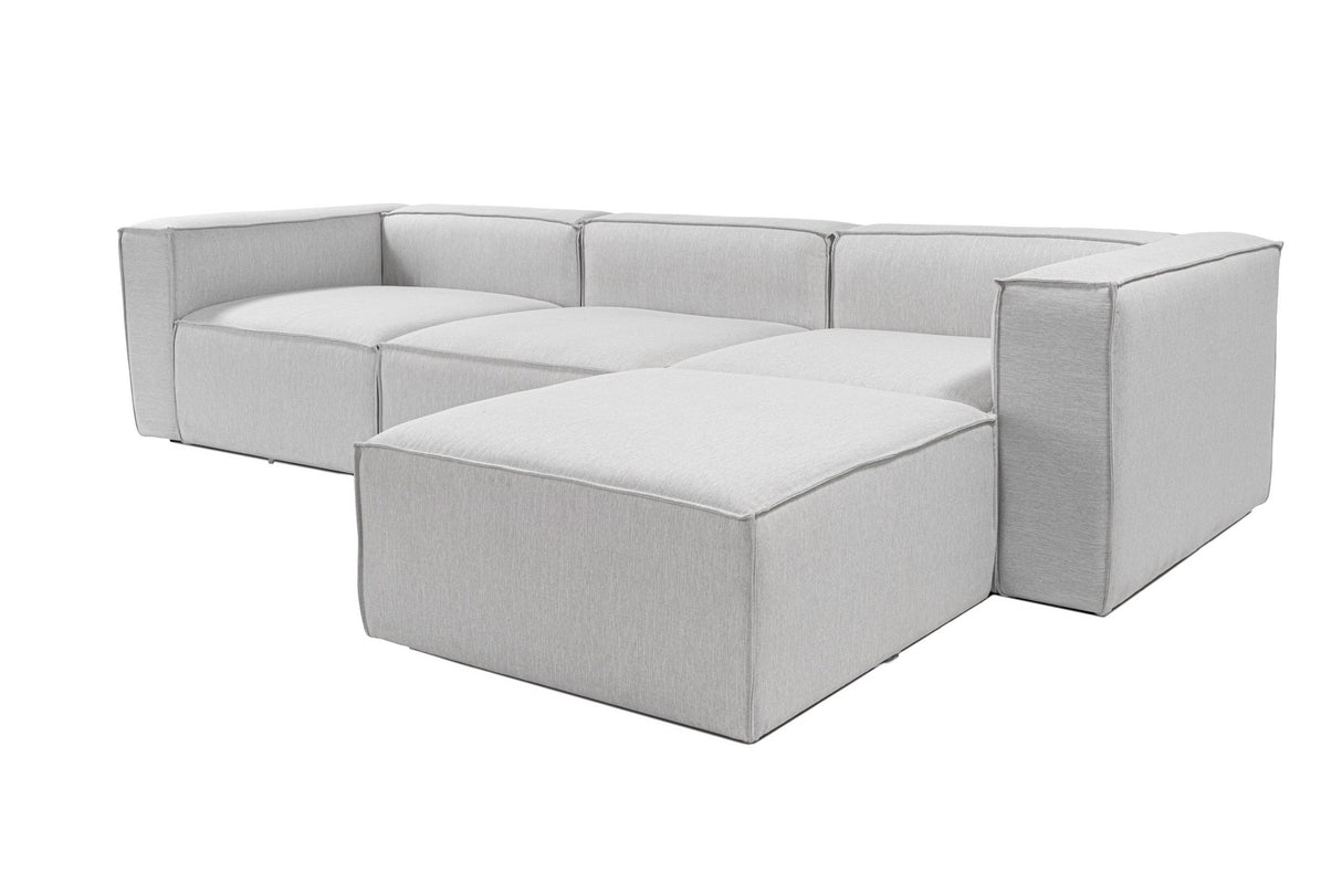 Canapé d'angle modulaire avec ottoman amovible en tissu de lin gris Fora