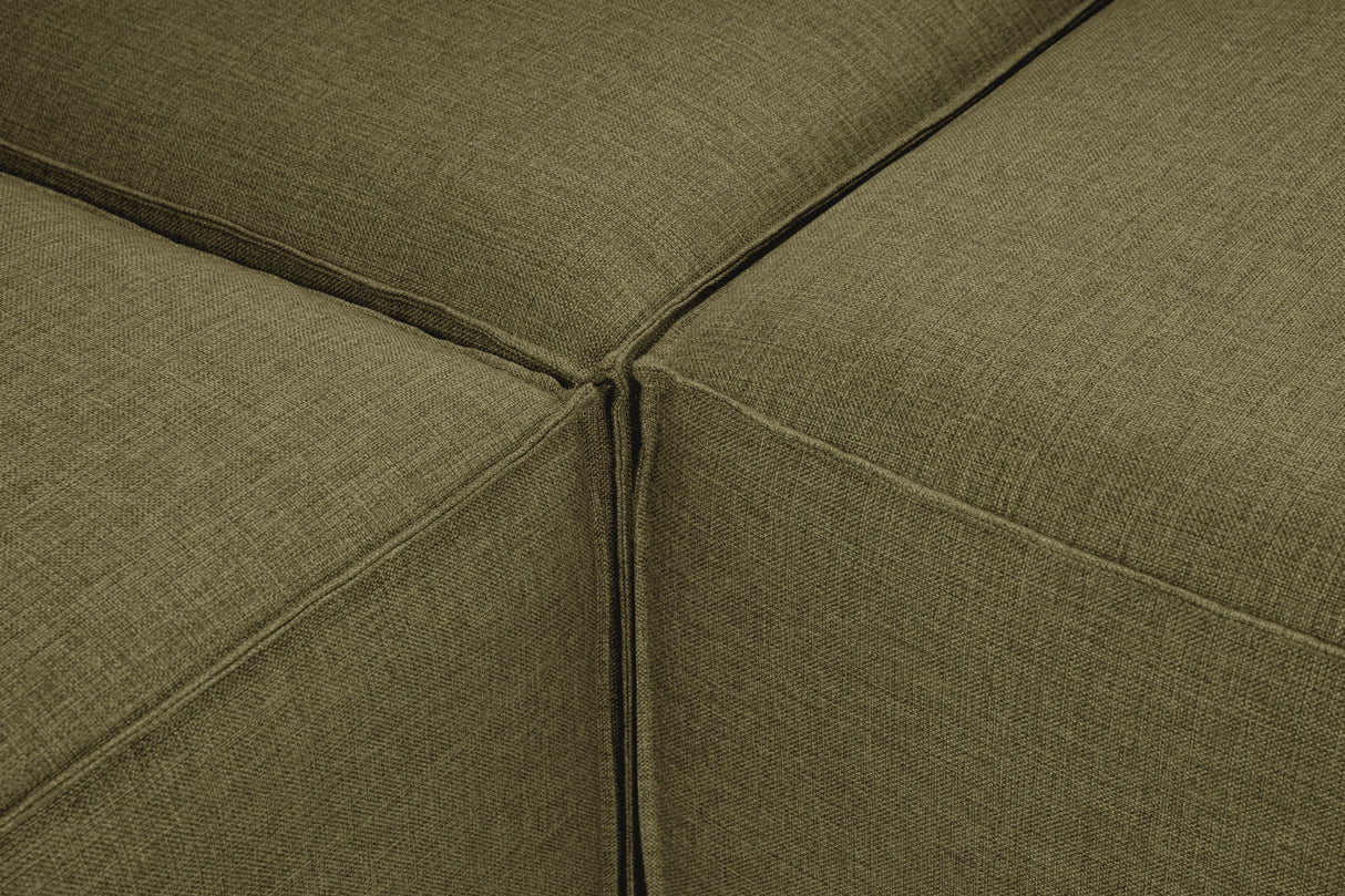 Canapé d'angle modulaire Fora avec pouf séparé en tissu lin - vert