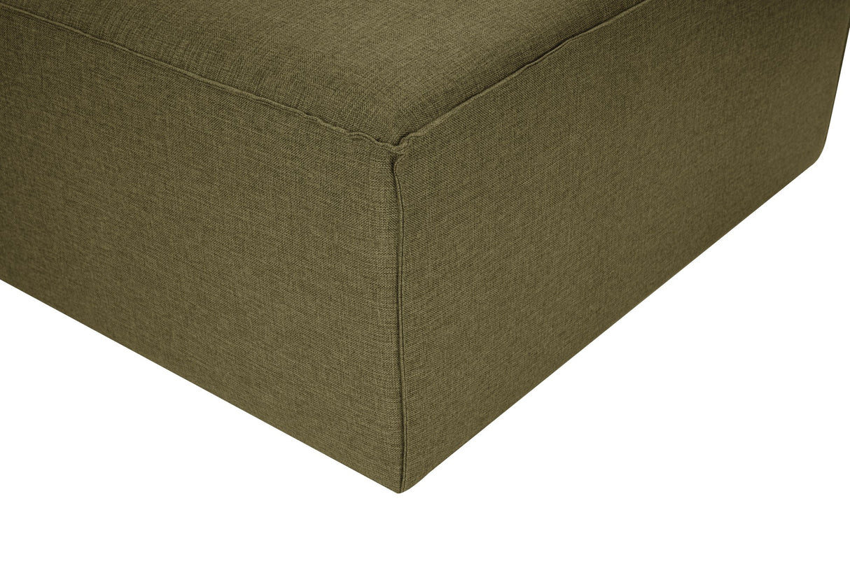 Canapé d'angle modulaire Fora avec pouf séparé en tissu lin - vert