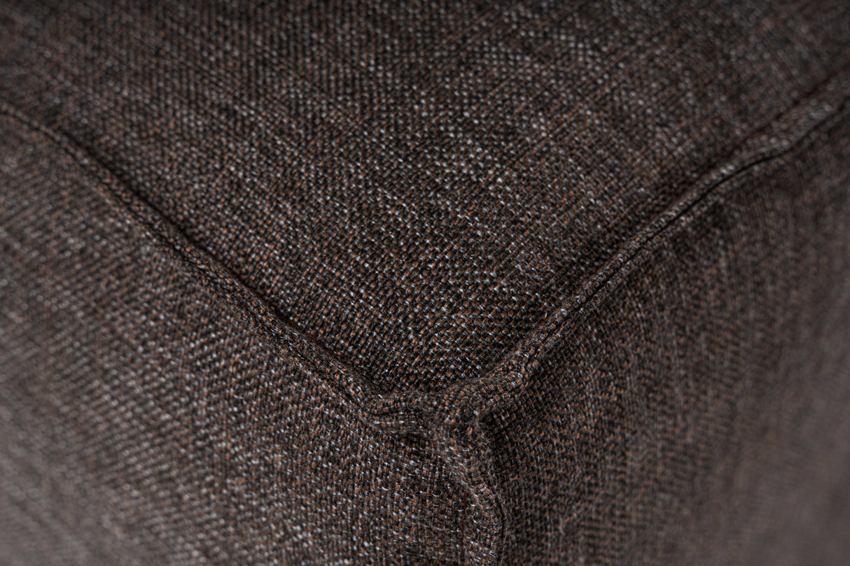 Canapé d'angle modulaire avec ottomane amovible en tissu de lin brun foncé Fora