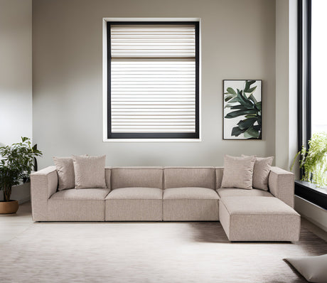 Modulaire XXL hoekbank beige linnen 430 cm breed Sora - rechts
