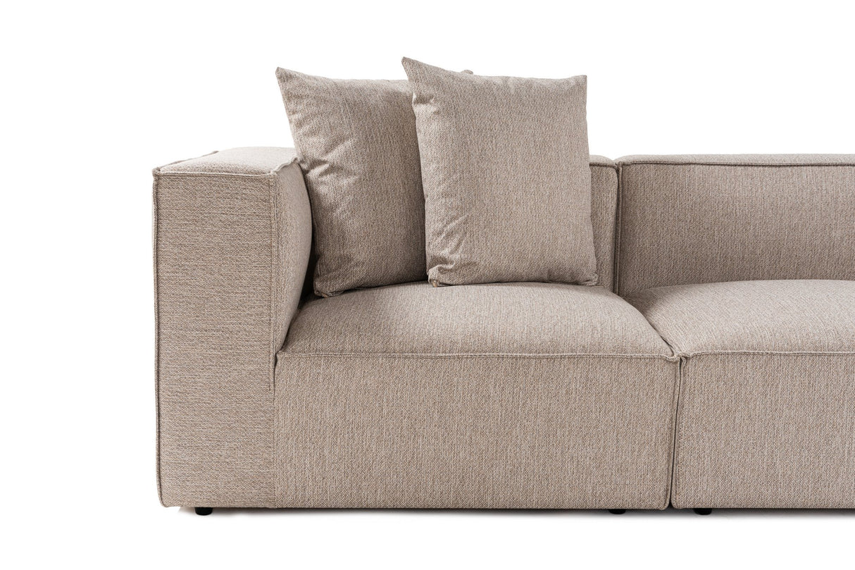 Modulaire XXL hoekbank beige linnen 430 cm breed Sora - rechts