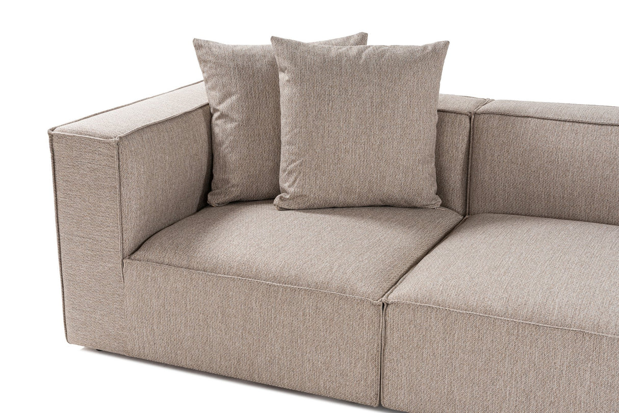 Modulaire XXL hoekbank beige linnen 430 cm breed Sora - rechts