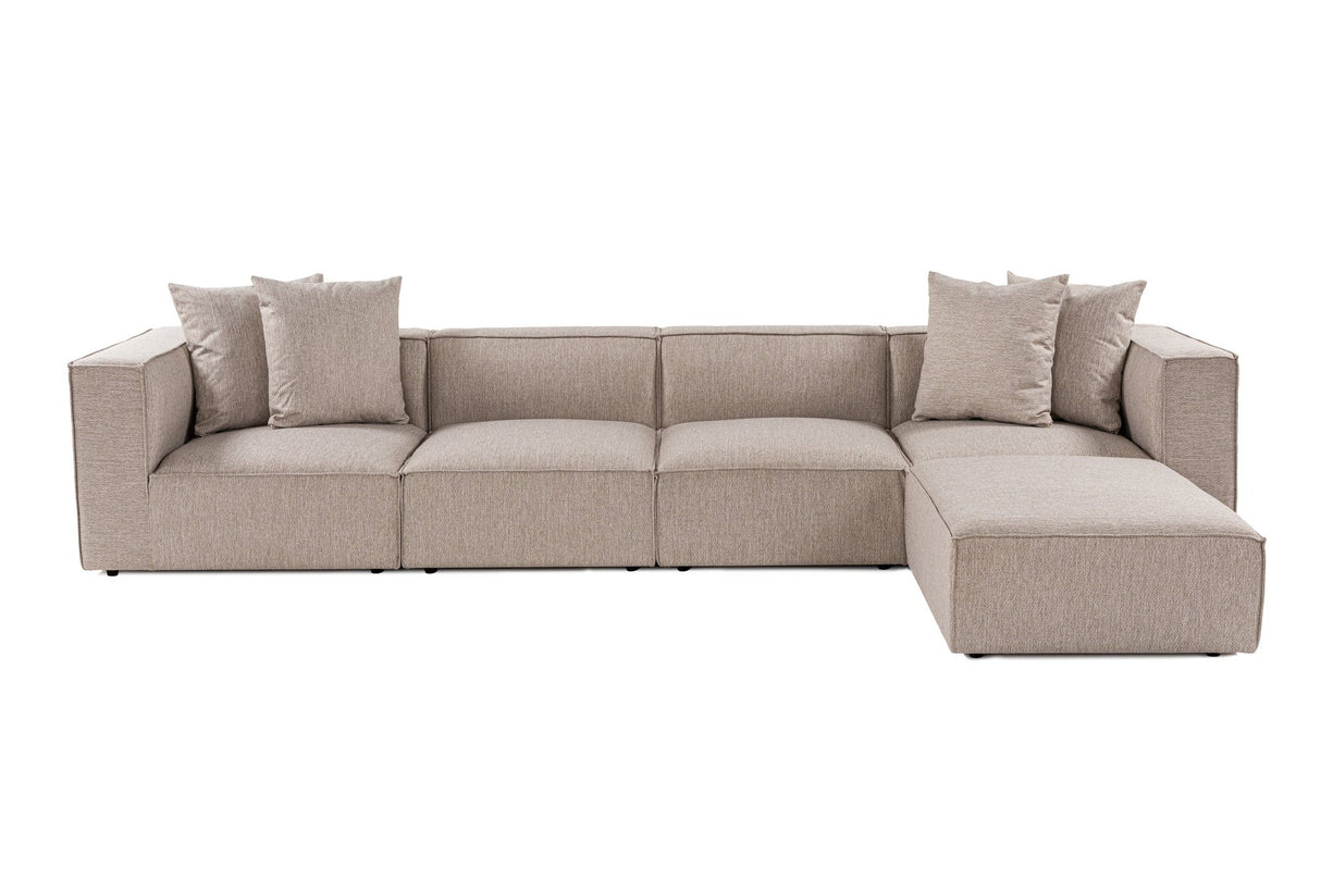 Modulaire XXL hoekbank beige linnen 430 cm breed Sora - rechts