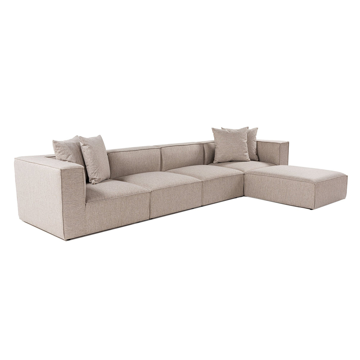Modulaire XXL hoekbank beige linnen 430 cm breed Sora - rechts