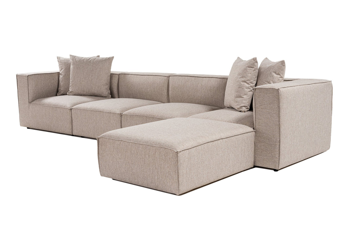 Modulaire XXL hoekbank beige linnen 430 cm breed Sora - rechts