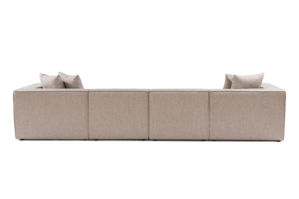Canapé d'angle modulaire XXL beige en lin 430 cm de large Sora
