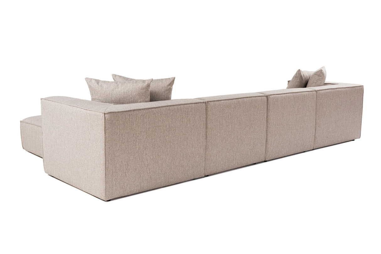 Canapé d'angle modulaire XXL beige en lin 430 cm de large Sora